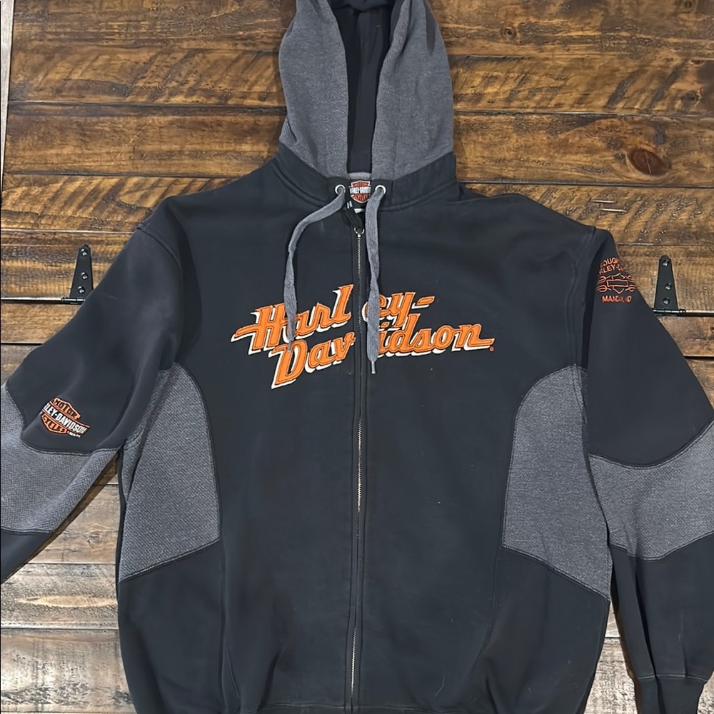Harley-Davidson Black and Gray Hoodie